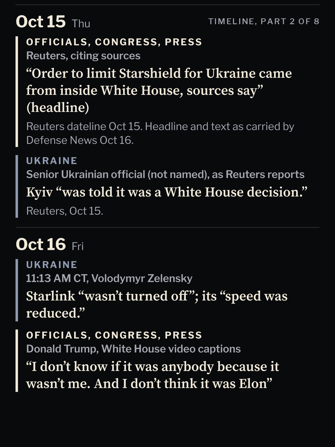 Part 2 of 8 of the Starlink and Ukraine timeline, all times Central.