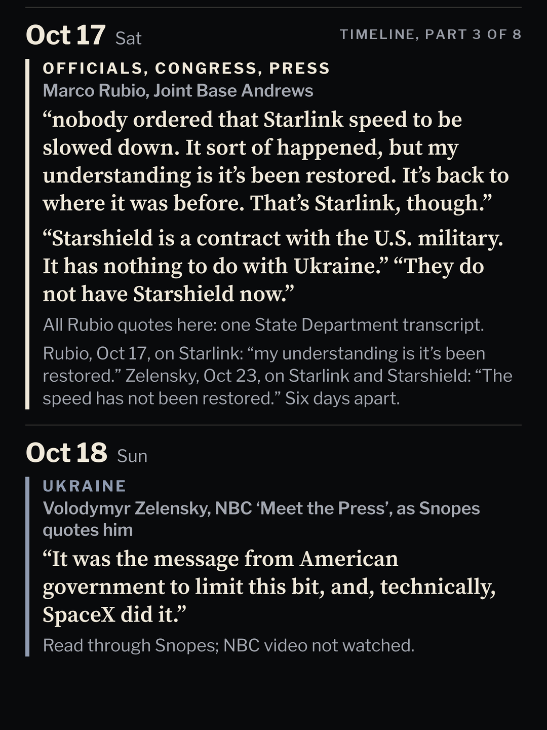 Part 3 of 8 of the Starlink and Ukraine timeline, all times Central.