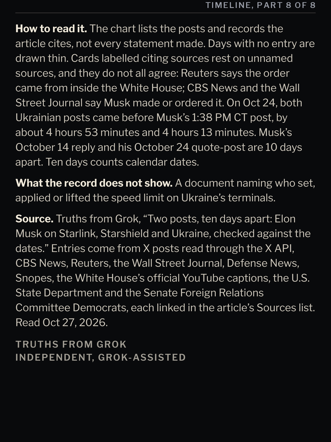 Part 8 of 8 of the Starlink and Ukraine timeline, all times Central.